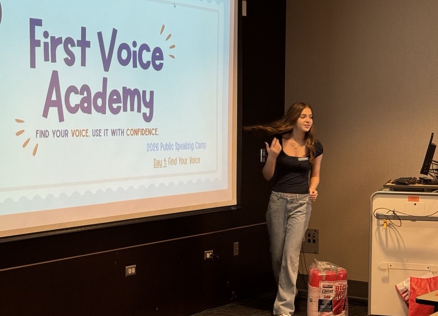 First Voice Academy founder Hadley Benson leading a program session.